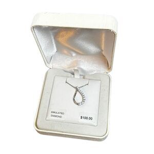 Diamond Luxe simulated Diamond Twist Pendant Sterling Silver Necklace NEW
